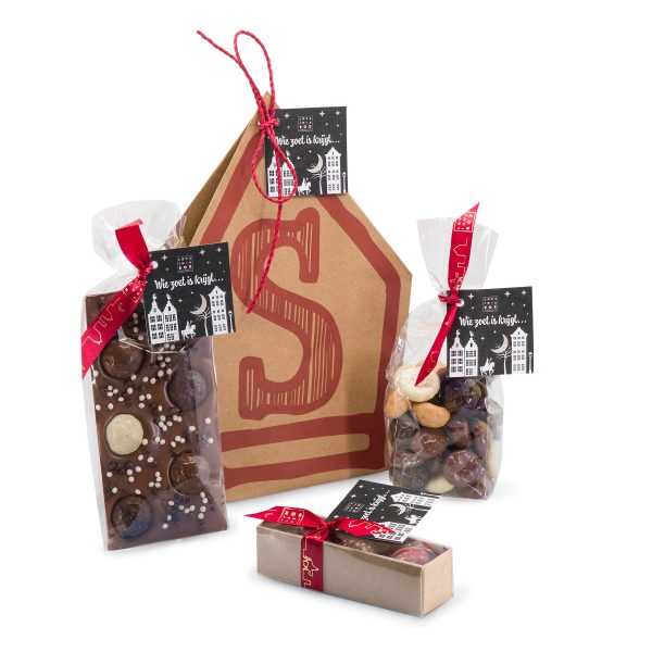 Sintchocolade Luxe Sintgeschenk Mijterzak Kraft Gevuld - 3 items