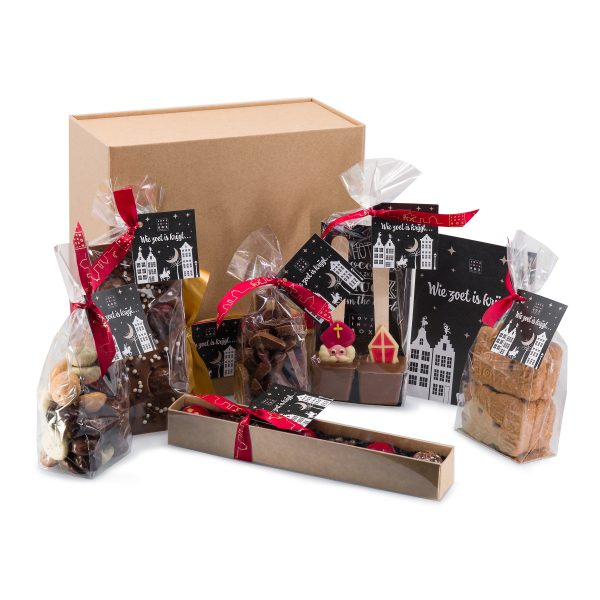 Sintchocolade Luxe Sintgeschenk XL Kraftbox Gevuld - 6 items