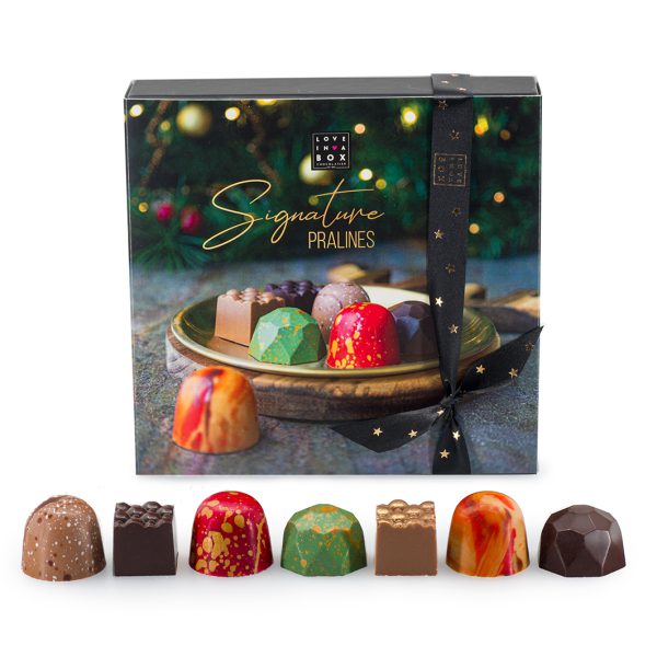 Kerstchocolade Luxe Chocolade Kerstbonbons "Signature Pralines" Gift Box - 16st