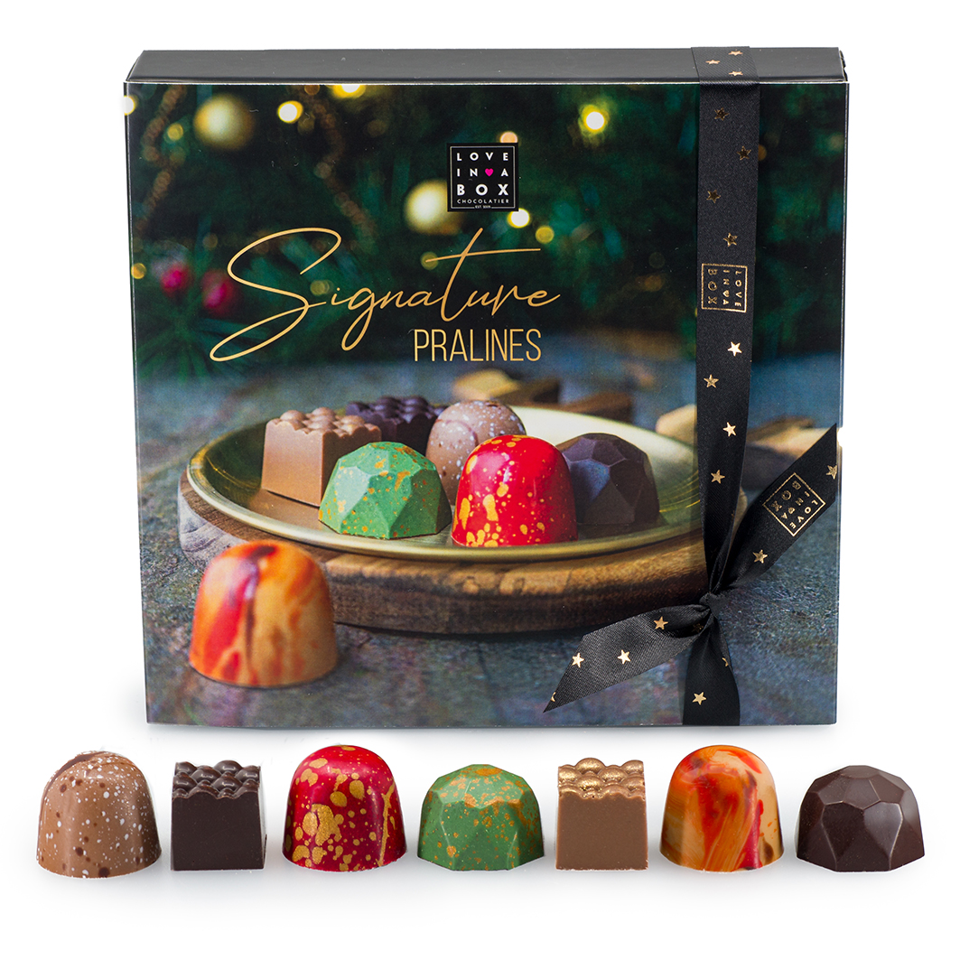 Kerstchocolade Luxe Chocolade Kerstbonbons "Signature Pralines" Gift Box - 25st