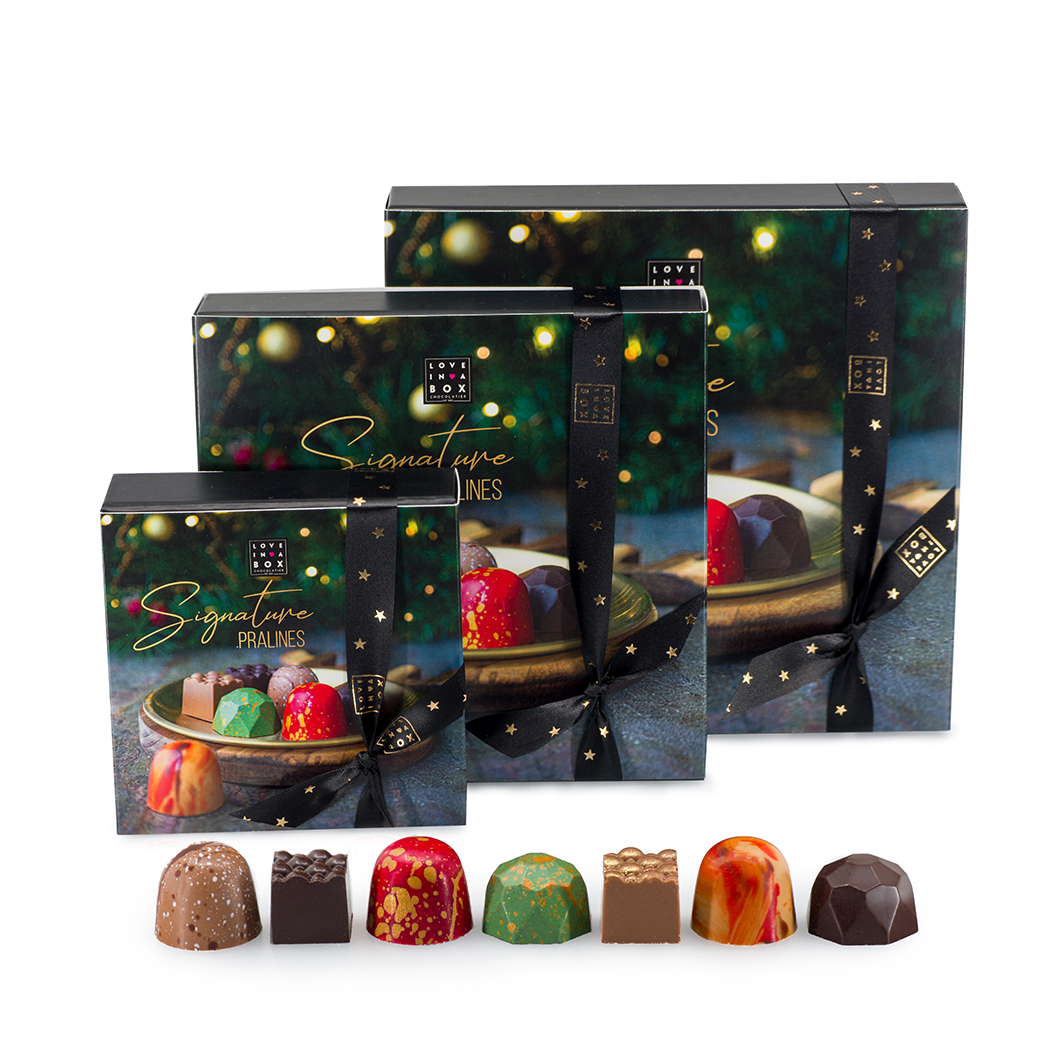 Kerstchocolade Luxe Chocolade Kerstbonbons "Signature Pralines" Gift Box - 9st