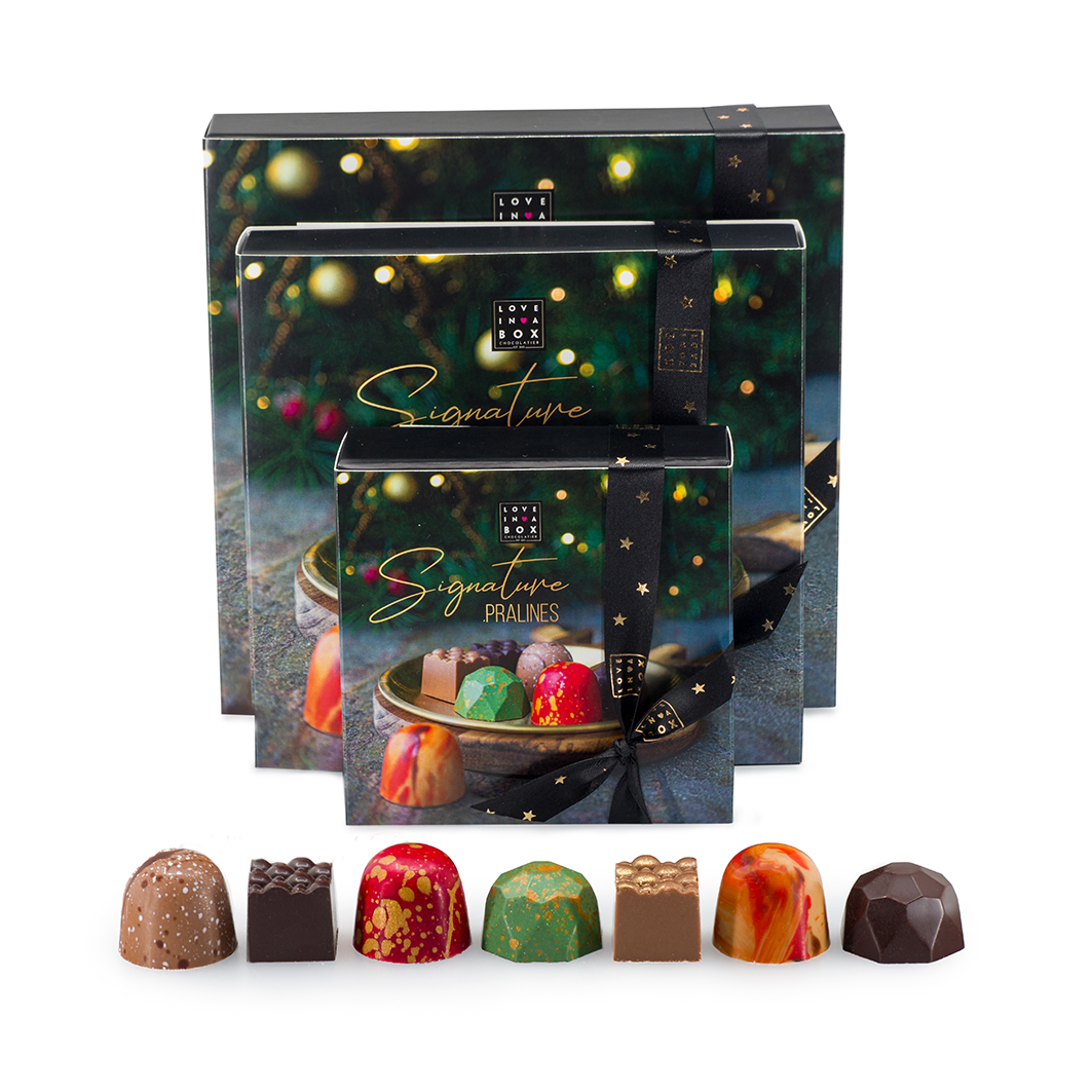 Kerstchocolade Luxe Chocolade Kerstbonbons "Signature Pralines" Gift Box - 25st