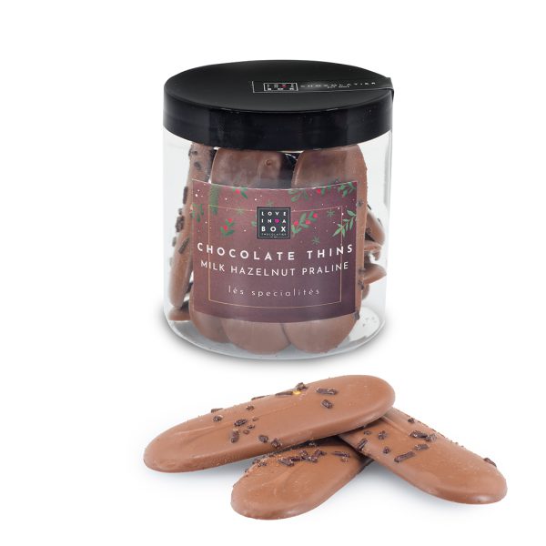 Kerstchocolade Luxe Chocolade Thins Melk Hazelnoot Praline - 100g