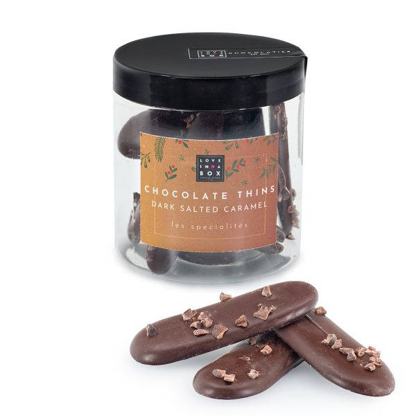 Kerstchocolade Luxe Chocolade Thins Puur Gezouten Caramel - 100g
