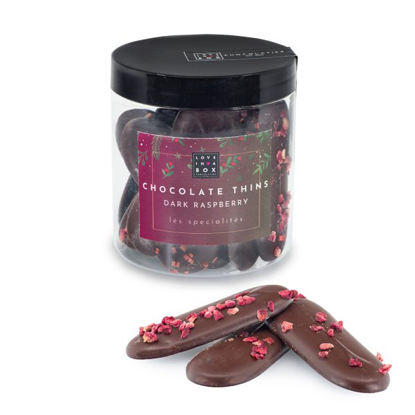 Kerstchocolade Luxe Chocolade Thins Puur Framboos - 100g