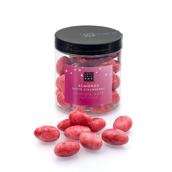 Luxe Chocolade Amandelen Aardbei Wit Valentijn Edition Jar - 150g