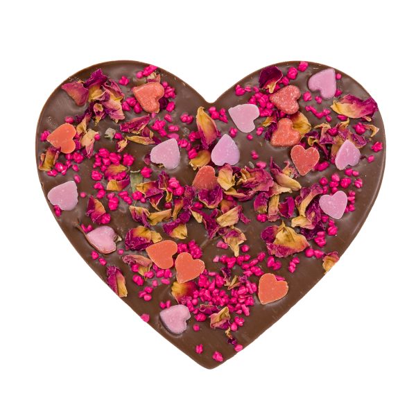 Valentijn Chocolade Hart Melk Chocolade Rozen & Hartjes - 110g