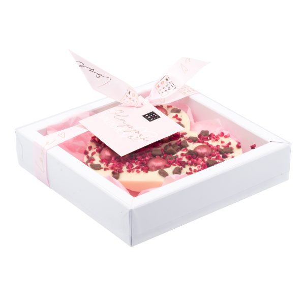 Valentijn Chocolade Hart Witte Chocolade Framboos & Knapperige Chocolade - 110g