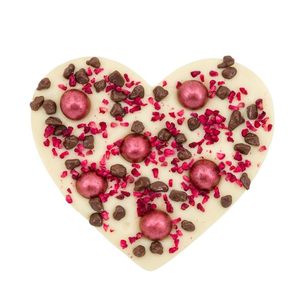 Valentijn Chocolade Hart Witte Chocolade Framboos & Knapperige Chocolade - 110g