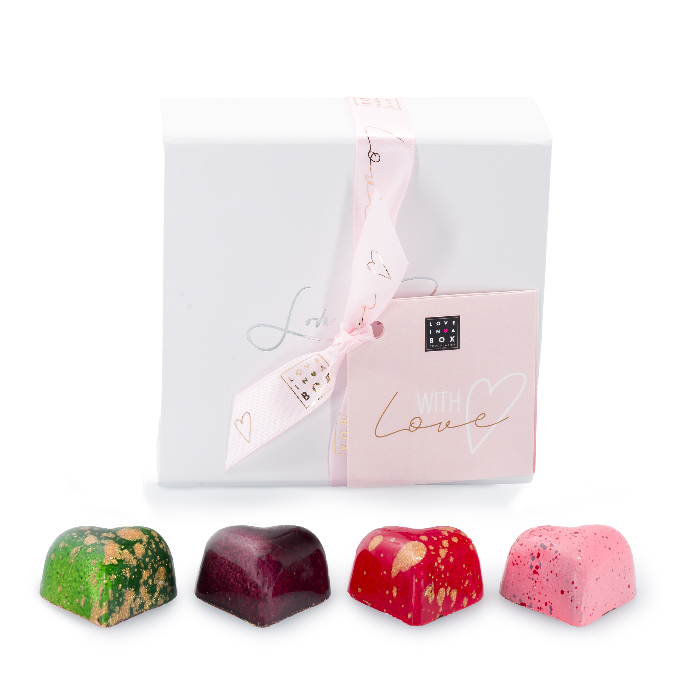 With Love Luxe Signature Gevulde Chocolade Hartbonbons - 8st