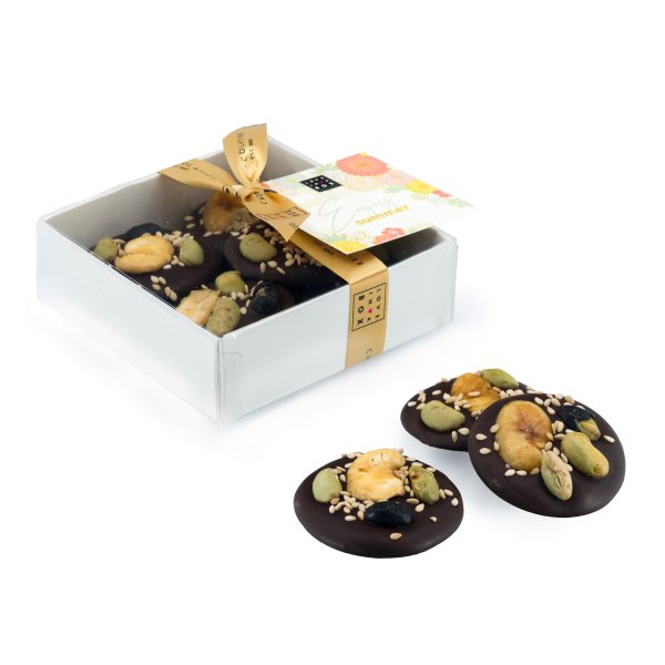 Luxe Zomer Chocolade Mendiants Aziatische Geroosterde Bonenmix & Sesam Puur