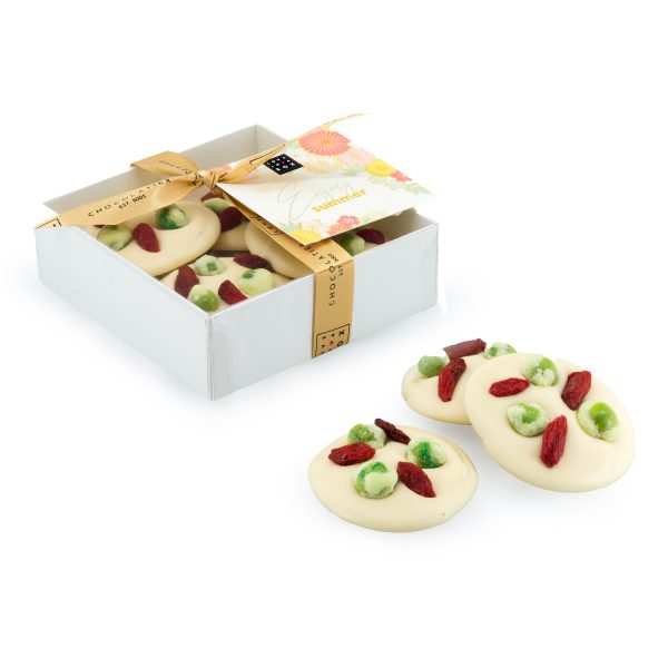Luxe Zomer Chocolade Mendiants Wasabinoten & Gojibessen Wit